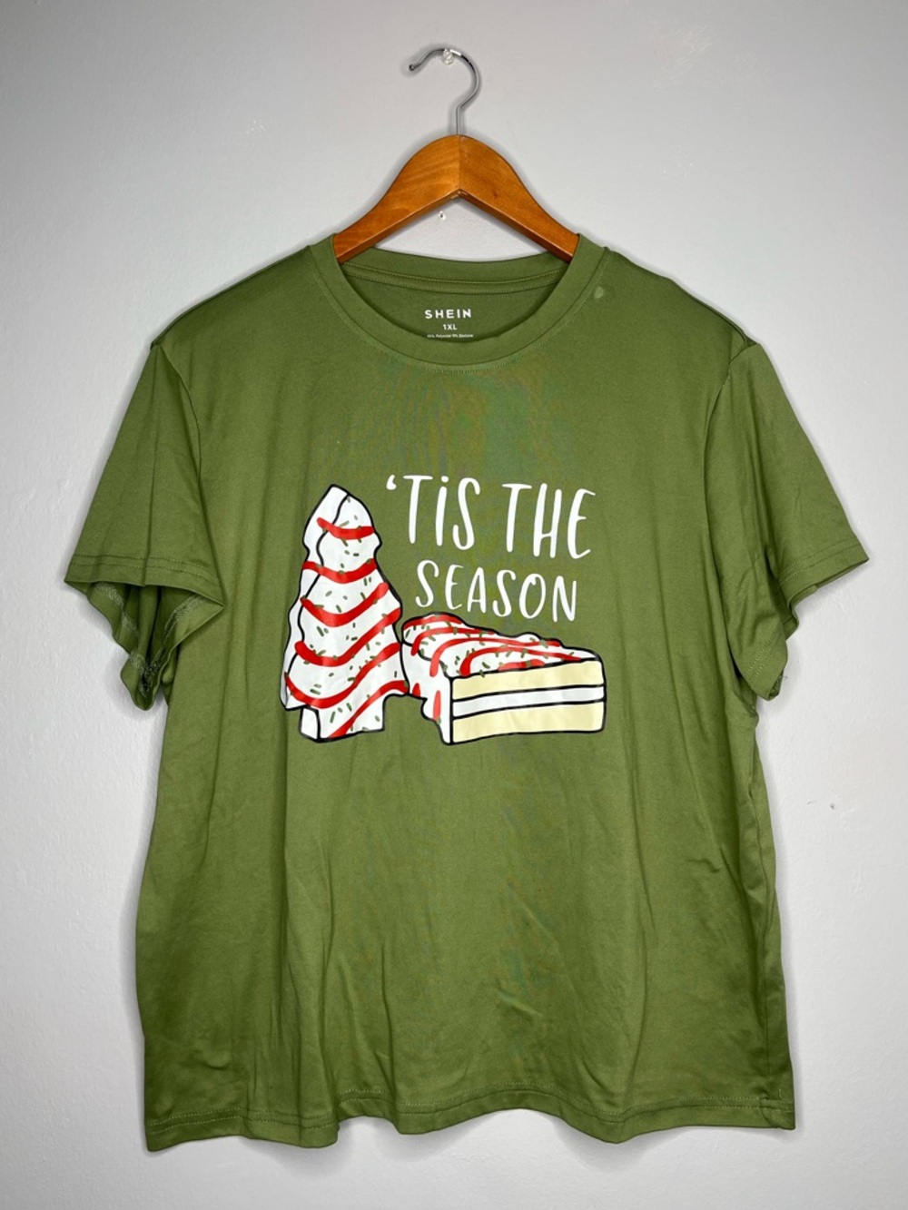 Little Debbie Christmas Tree Cakes Olive Green 'Tis The Season Graphic Tee